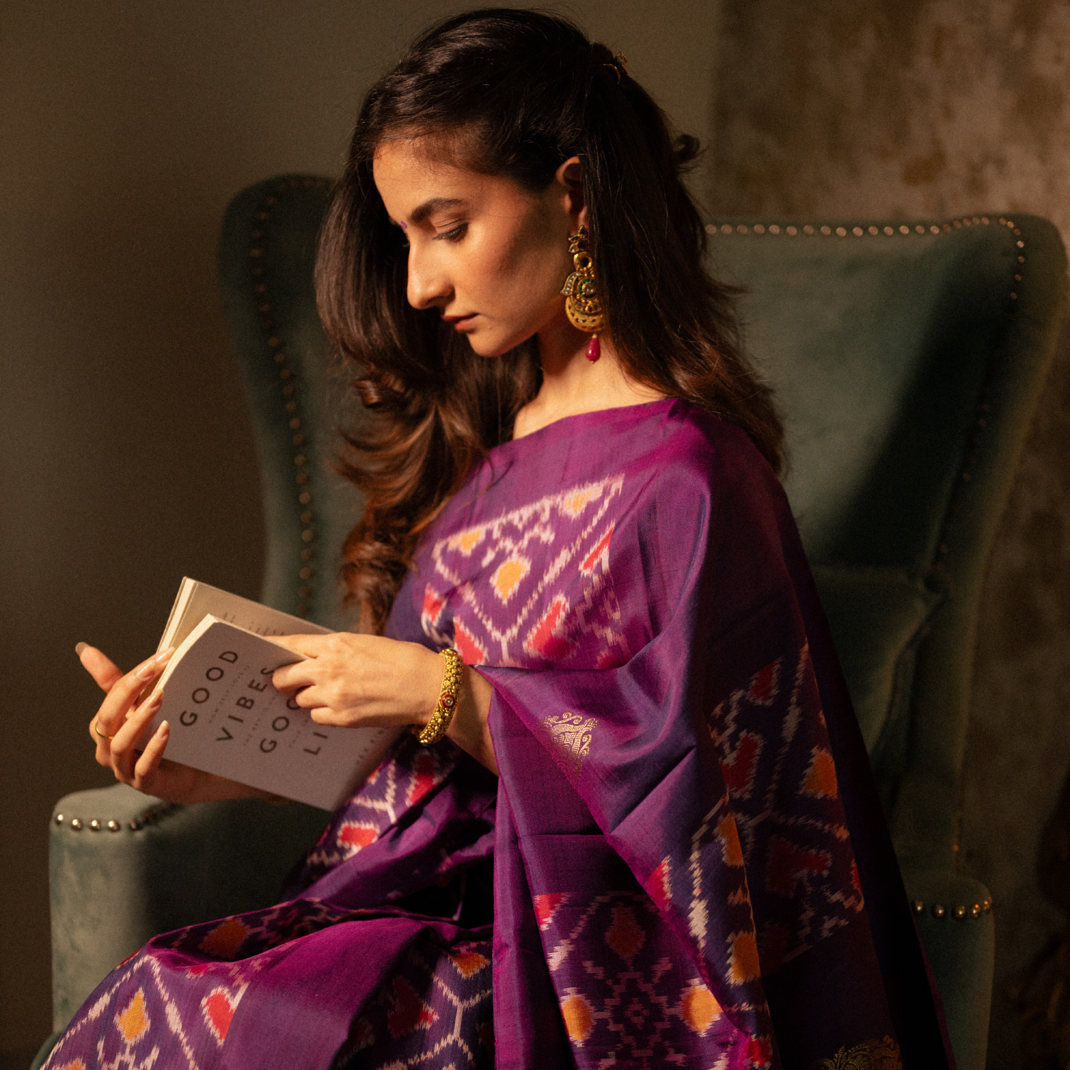 Handwoven Kanjivaram Patola Silk With Golden Zari With Blouse