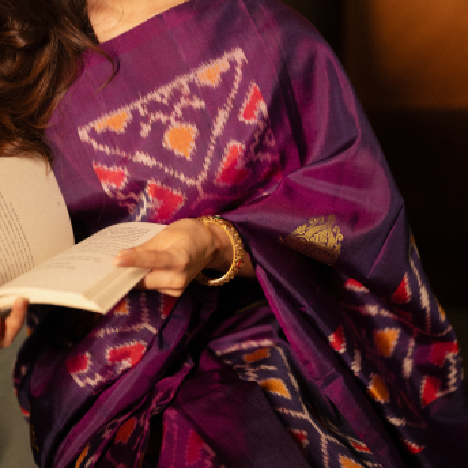 Handwoven Kanjivaram Patola Silk With Golden Zari With Blouse