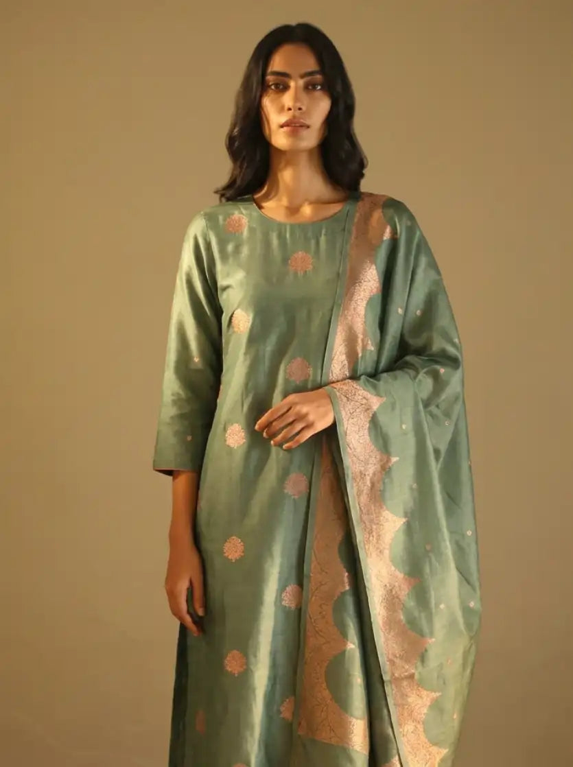 Elegant Cotton Chanderi Silk Suit Set