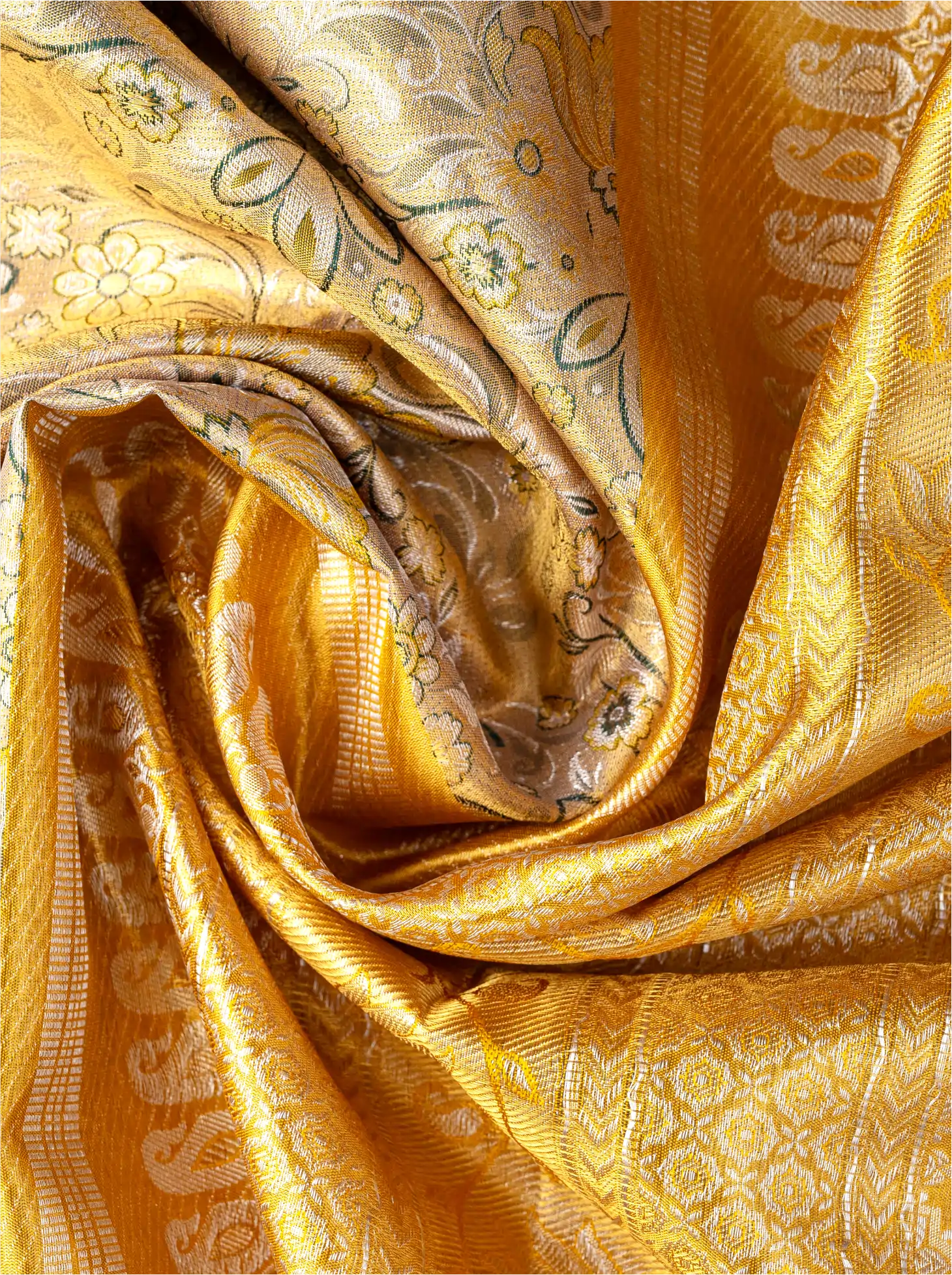 Handwoven Gold Kanjivaram Silk Saree with Rich Zari Border