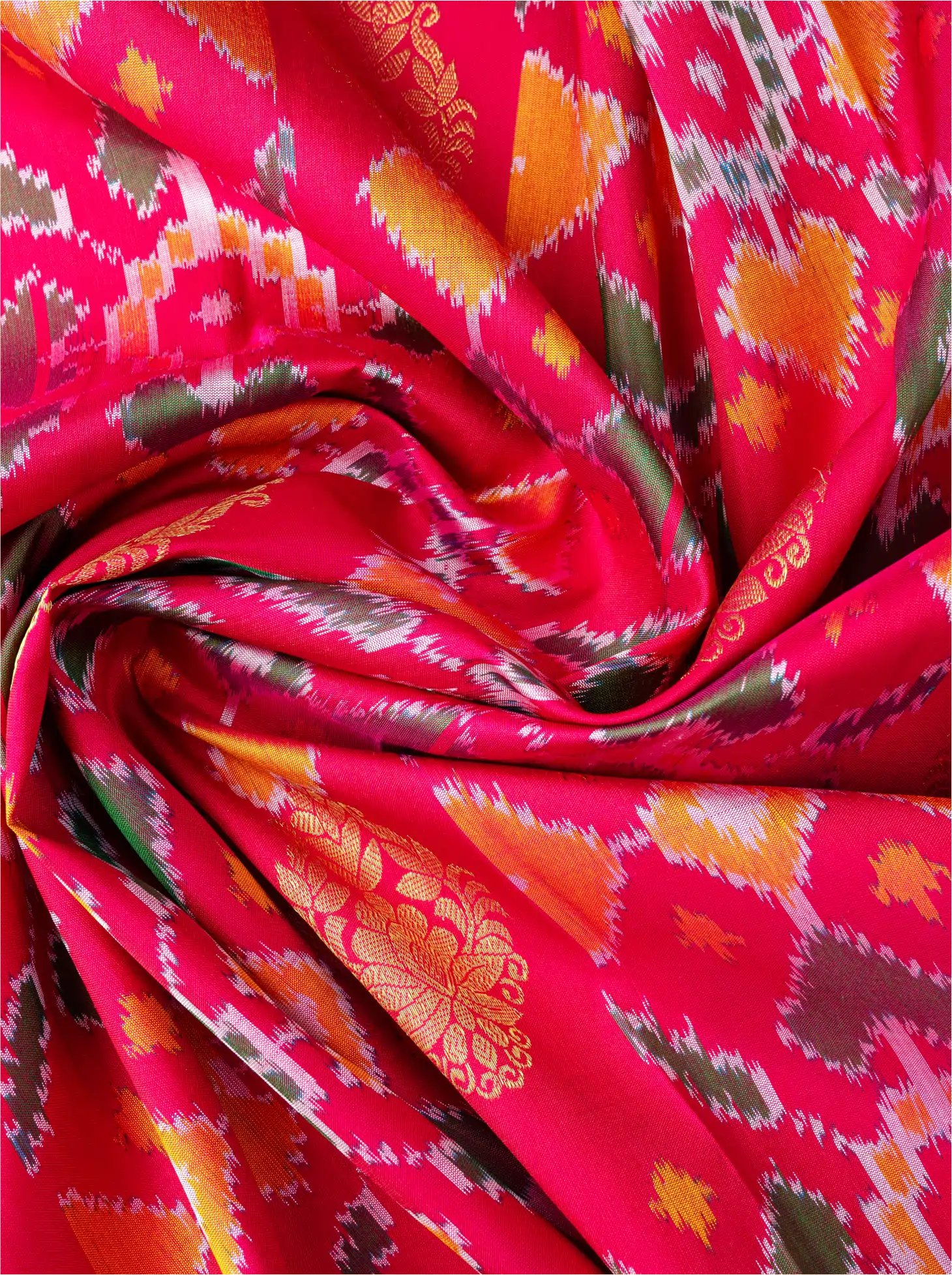 Handwoven Red & Green Patola Kanjivaram Silk Saree