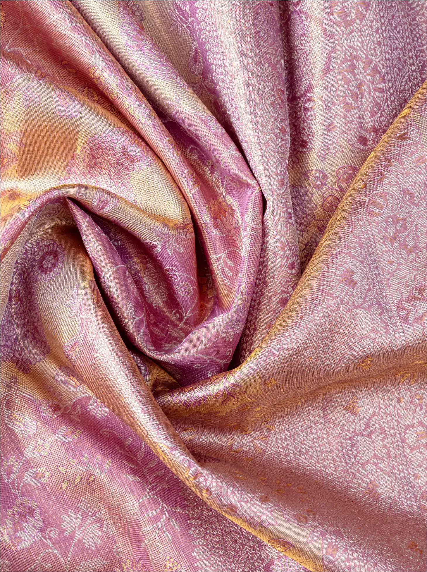 Handwoven Pink Kanjivaram Tissue Silk Saree