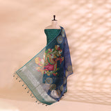 Tranquil Tide Banarasi Silk with Kalamkari Organza Dupatta