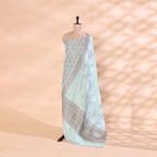 Moonlit Silver Munga Silk Suit with Kaleidoscope Horizon Dupatta