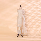 Misty Cloud Organza Silk Suit with Shimmering Zari Harmony Dupatta