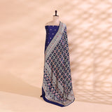 Sapphire Sunset Pure Banarasi Silk Suit with Bandhani Dupatta