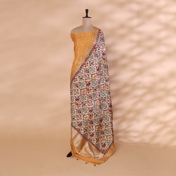 Mango Delight Banarasi Silk with Kalamkari Dupatta