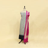 Royal Opulence Handwoven Brocade Satin Silk Suit with Full Zari Jaal Dupatta with Stripes