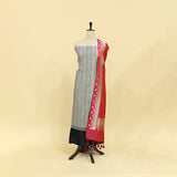 Burgundy Radiance Handwoven Brocade Satin Silk Suit with Full Zari Jaal Dupatta with Stripes