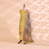 Sunny Glow Banarasi Silk with Kalamkari Kaleidoscope Dupatta