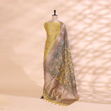 Sunny Glow Banarasi Silk with Kalamkari Kaleidoscope Dupatta