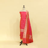 Ember Radiance Handwoven Katan Silk Suit with Paithani Border