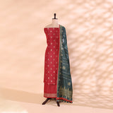 Radiant Rose Khadi Tussar Silk Suit with Ethereal Zari Dupatta