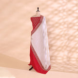 Ruby Radiance Khadi Crepe Silk Suit with Cream Mist Dupatta