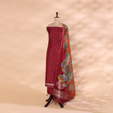 Magenta Harmony Kalamkari Organza Dupatta