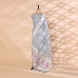 Silver Mist Organza Silk Suit with Zari Harmony Dupatta