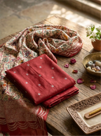Crimson Elegance Banarasi Silk with Kalamkari Dupatta