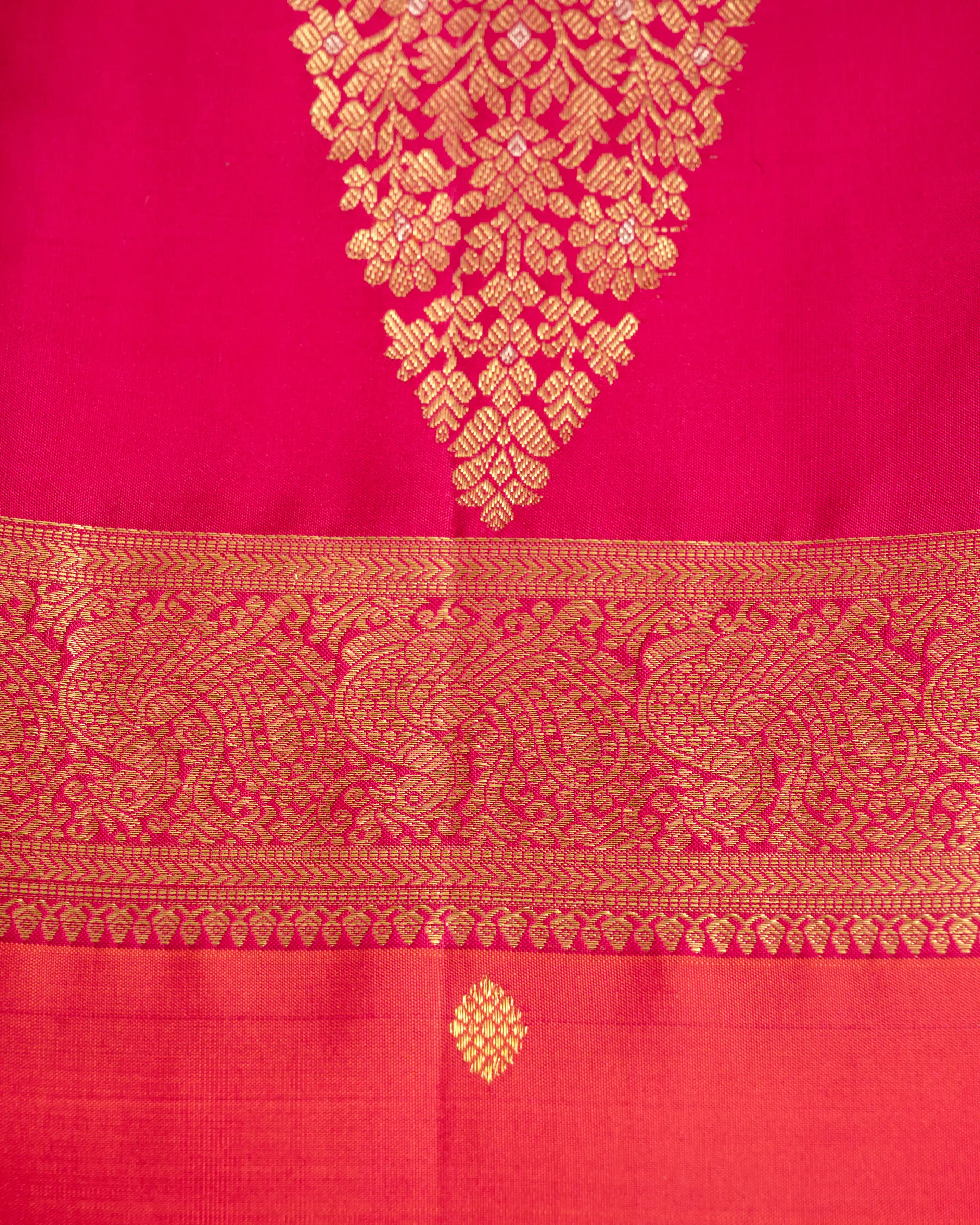 Handwoven Red & Pink Pure Kanjivaram Buta Silk Saree