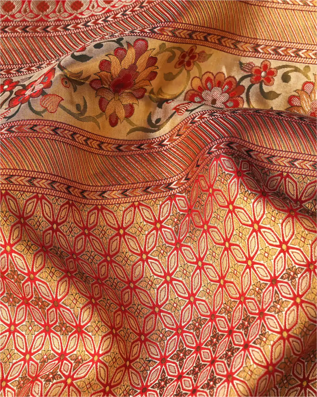Handwoven Gold & Orange Rangkart Kanchipuram Silk Saree