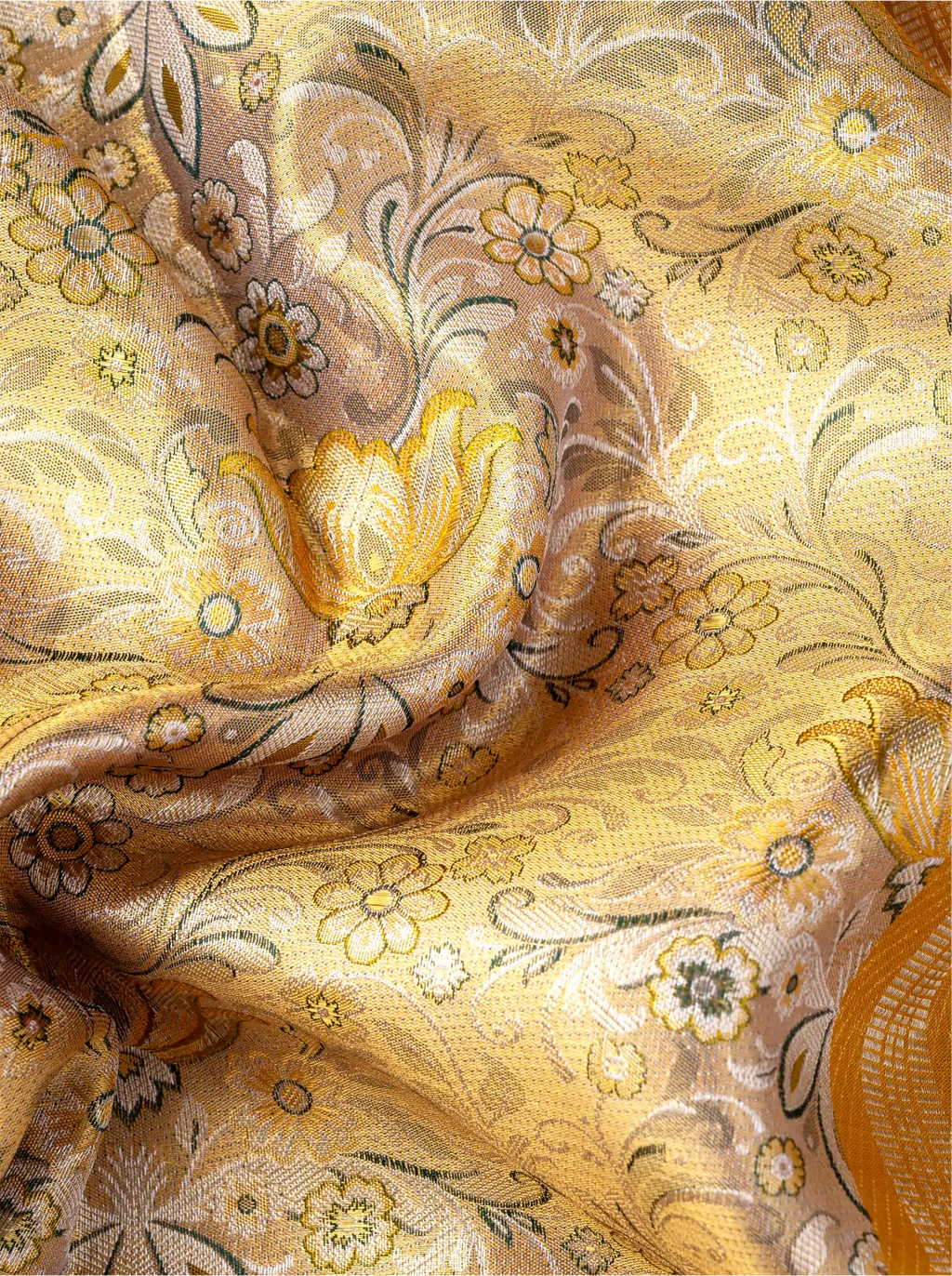 Handwoven Gold Kanjivaram Silk Saree with Rich Zari Border