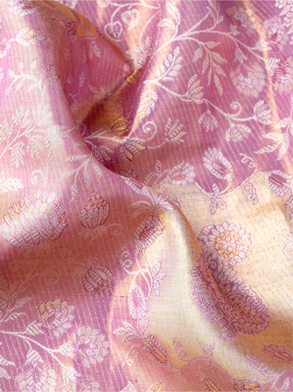 Handwoven Pink Kanjivaram Tissue Silk Saree
