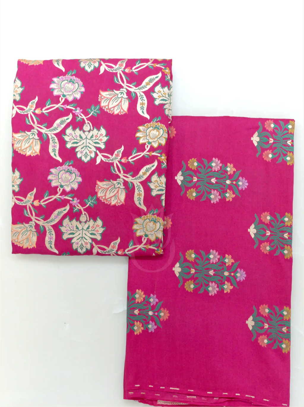 Handwoven Munga Silk Magenta Pink Suit Set – Unstitched Silk Suit