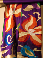 Handwoven Katan Silk Royal Purple Suit Set with Multi-Color Motif Dupatta