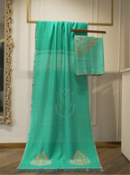 Handwoven Georgette Silk Teal Green Suit Set – Unstitched Silk Suit