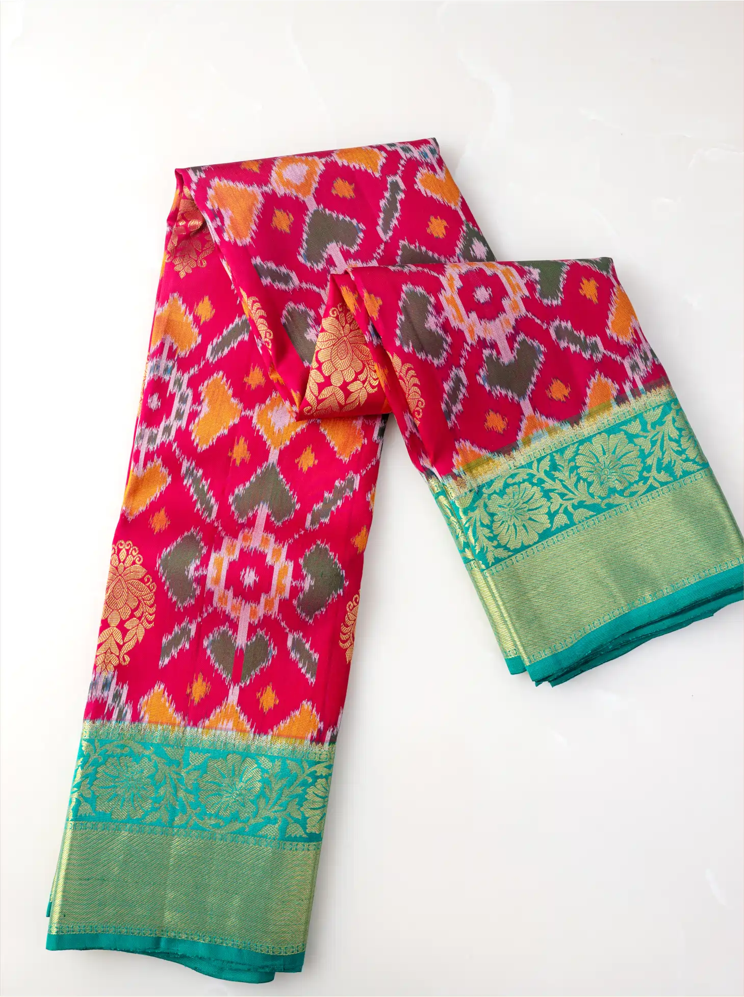 Handwoven Red & Green Patola Kanjivaram Silk Saree