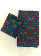 Pure Boski Silk Teal Blue Suit Set – Unstitched Printed Silk Suit