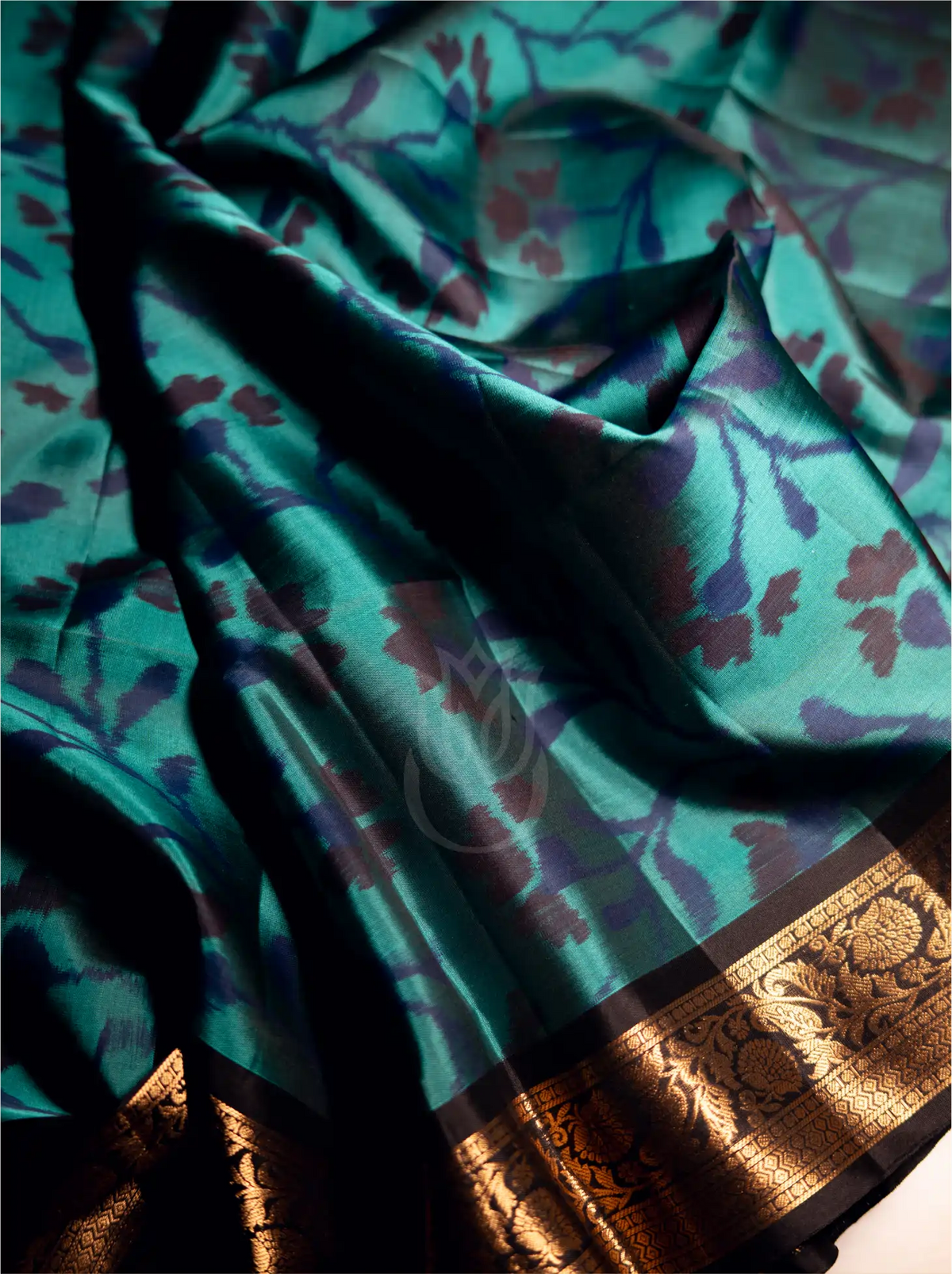Handwoven Patola Jaquard Silk Saree in Peacock Blue