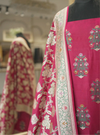 Handwoven Munga Silk Magenta Pink Suit Set – Unstitched Silk Suit