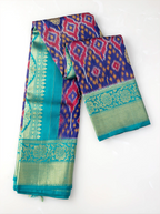 Handwoven Purple & Green Patola Kanjivaram Silk Saree