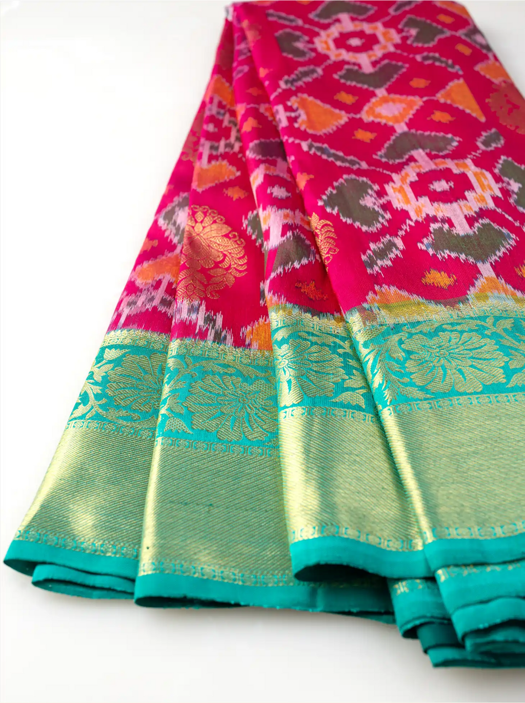 Handwoven Red & Green Patola Kanjivaram Silk Saree