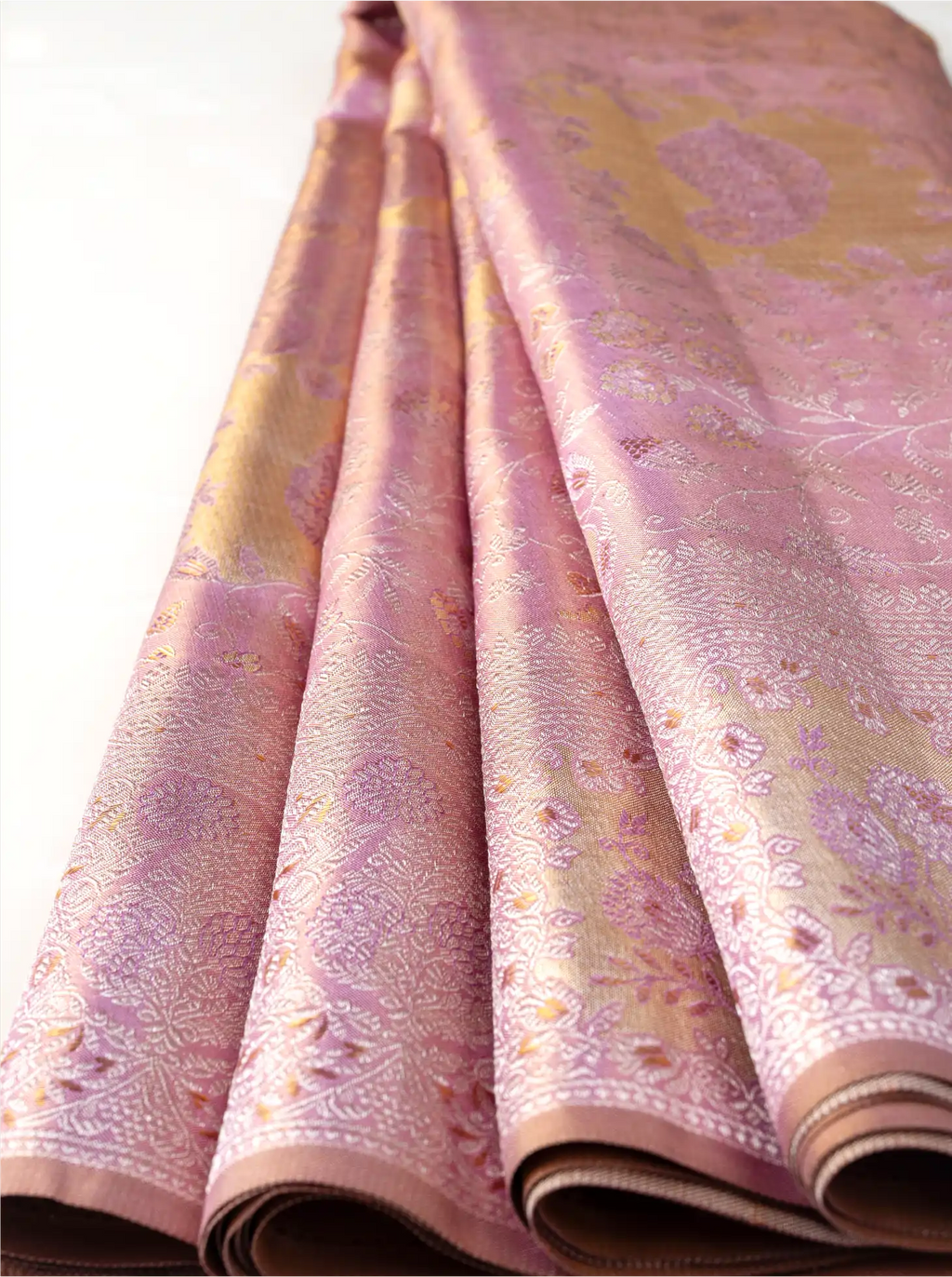 Handwoven Pink Kanjivaram Tissue Silk Saree