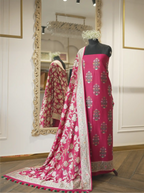 Handwoven Munga Silk Magenta Pink Suit Set – Unstitched Silk Suit