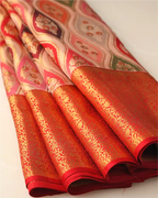 Handwoven Gold & Orange Rangkart Kanchipuram Silk Saree