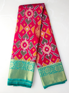 Handwoven Red & Green Patola Kanjivaram Silk Saree