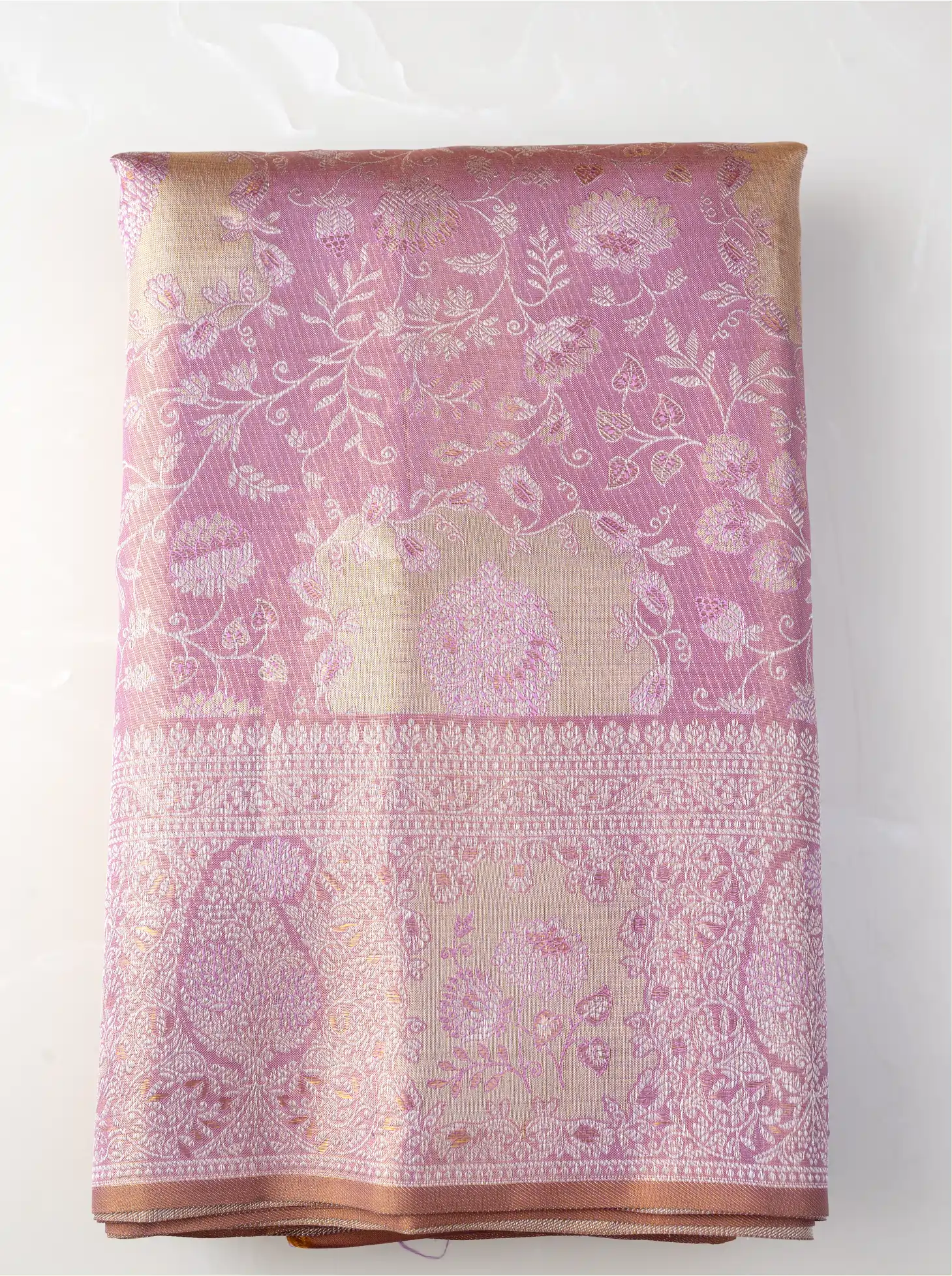 Handwoven Pink Kanjivaram Tissue Silk Saree