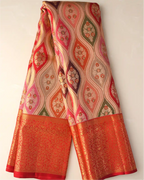 Handwoven Gold & Orange Rangkart Kanchipuram Silk Saree