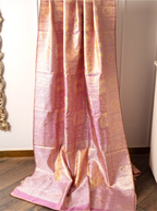 Handwoven Pink Kanjivaram Tissue Silk Saree