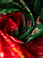 Handwoven Pure Patola Silk Saree in Peacock Green & Red