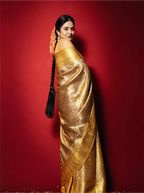 Handwoven Gold Kanjivaram Silk Saree with Rich Zari Border
