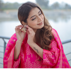 Fuchsia Pink Handwoven Banarasi Silk Suit with Abstract Zari Work