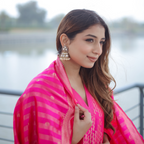 Fuchsia Pink Handwoven Banarasi Silk Suit with Abstract Zari Work