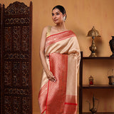 White Opulence Golden Glow Silk Saree