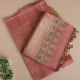 Petal Blush Tussar Silk with Kalamkari Kaleidoscope Dupatta