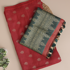 Radiant Rose  Tussar Silk Suit with Ethereal Zari Dupatta
