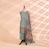 Sky Serenade Tussar Silk with Kalamkari Symphony Dupatta