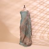 Sky Serenade Tussar Silk with Kalamkari Symphony Dupatta